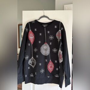 Skyrim Ornament Holiday Fleece Black Pullover Sweat Shirt.